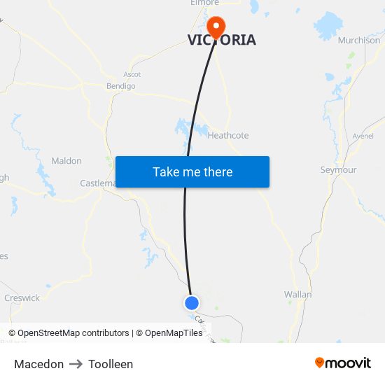 Macedon to Toolleen map