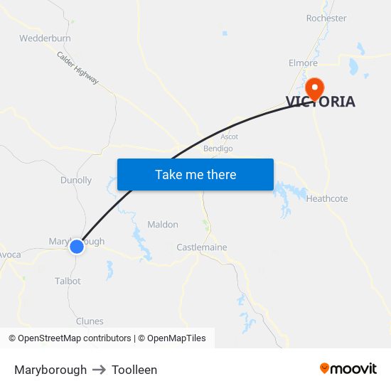 Maryborough to Toolleen map