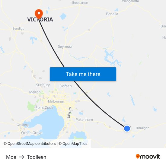 Moe to Toolleen map