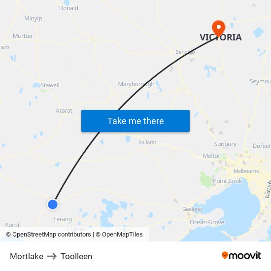 Mortlake to Toolleen map