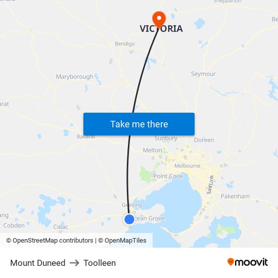 Mount Duneed to Toolleen map