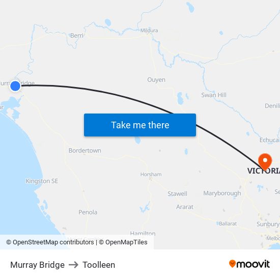 Murray Bridge to Toolleen map