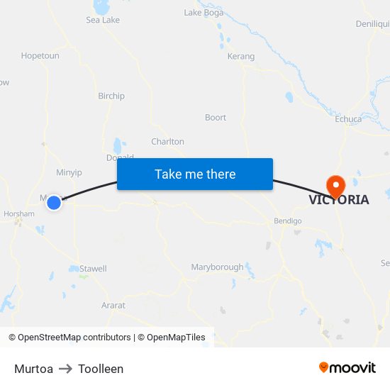 Murtoa to Toolleen map