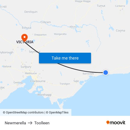 Newmerella to Toolleen map