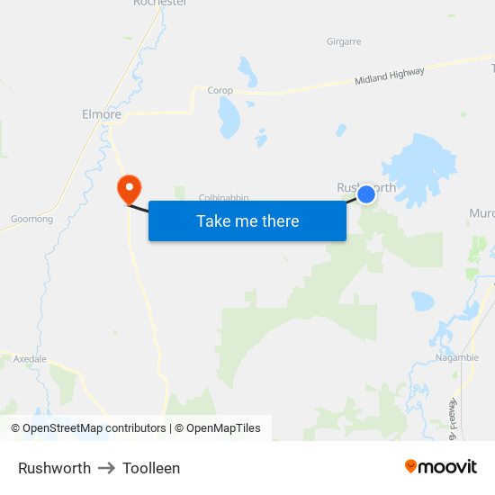 Rushworth to Toolleen map