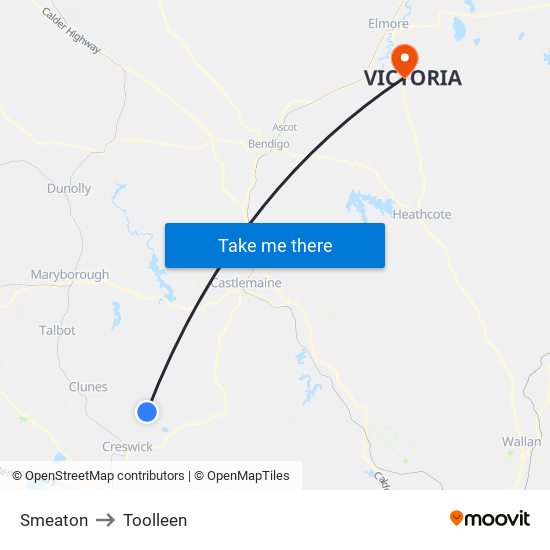 Smeaton to Toolleen map