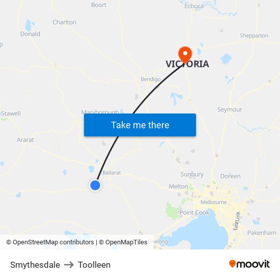 Smythesdale to Toolleen map