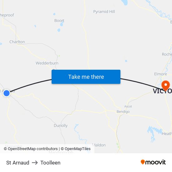 St Arnaud to Toolleen map