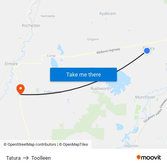 Tatura to Toolleen map