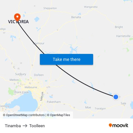 Tinamba to Toolleen map