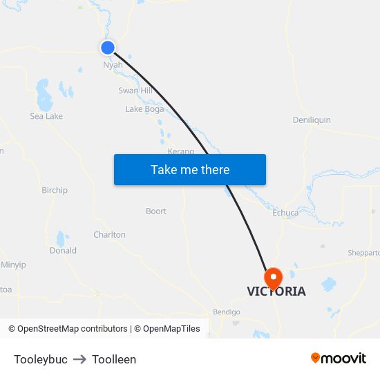 Tooleybuc to Toolleen map