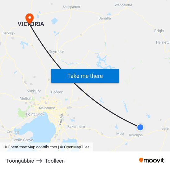 Toongabbie to Toolleen map