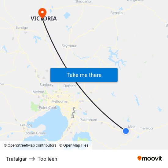 Trafalgar to Toolleen map