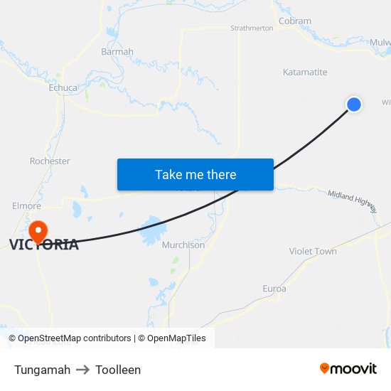 Tungamah to Toolleen map