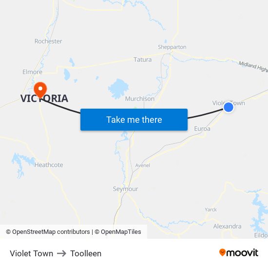 Violet Town to Toolleen map