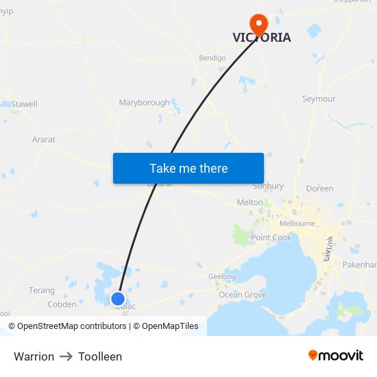 Warrion to Toolleen map