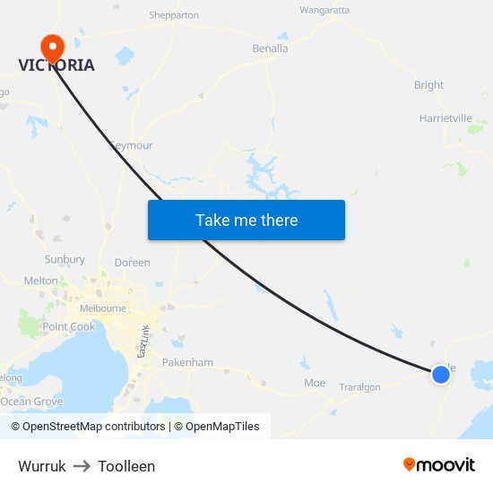 Wurruk to Toolleen map