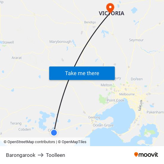 Barongarook to Toolleen map