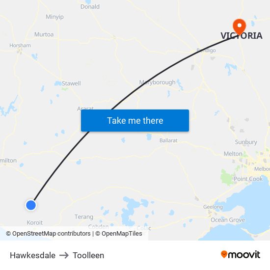 Hawkesdale to Toolleen map