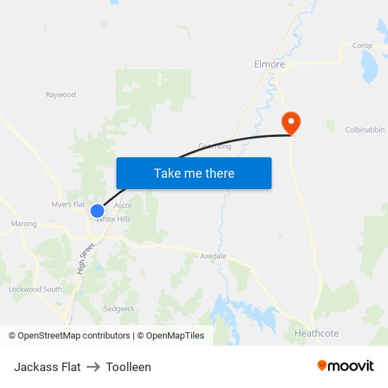 Jackass Flat to Toolleen map