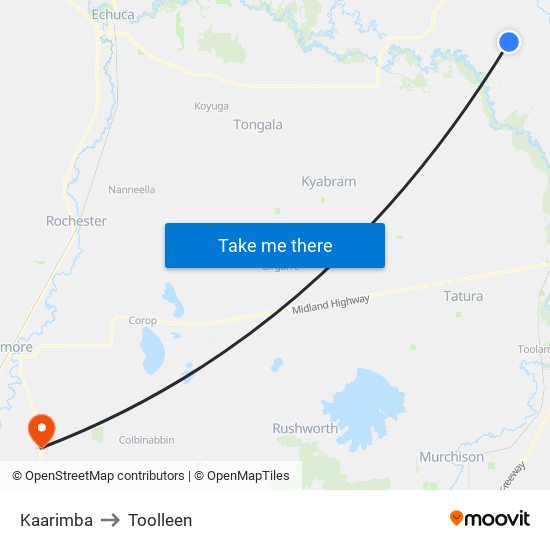 Kaarimba to Toolleen map