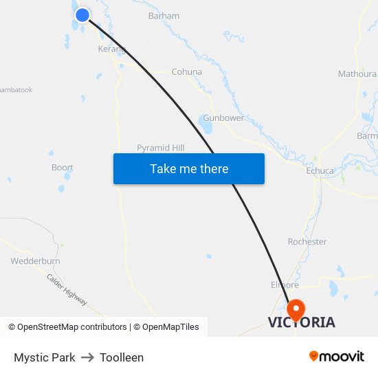 Mystic Park to Toolleen map