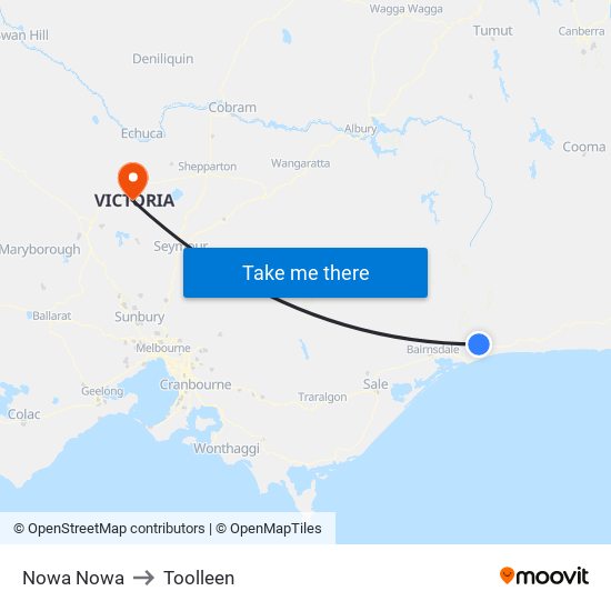 Nowa Nowa to Toolleen map