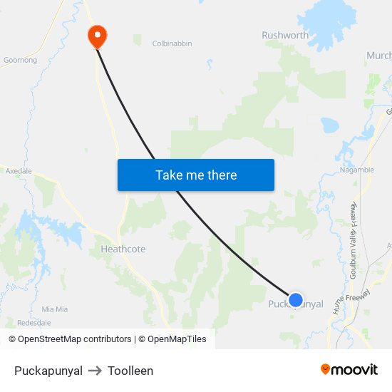 Puckapunyal to Toolleen map