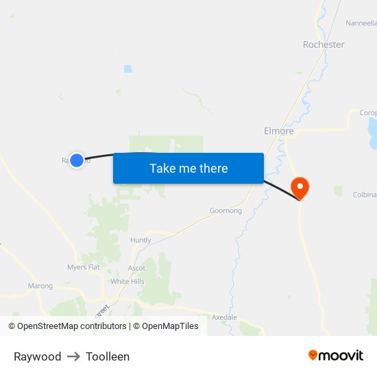 Raywood to Toolleen map