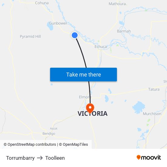 Torrumbarry to Toolleen map