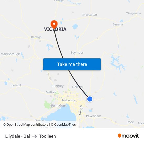 Lilydale - Bal to Toolleen map