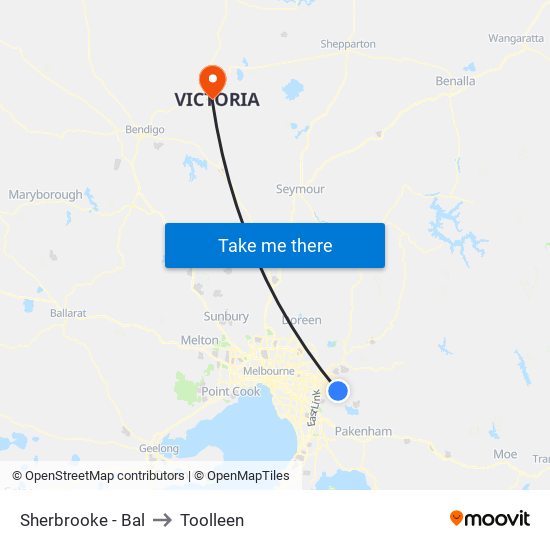 Sherbrooke - Bal to Toolleen map