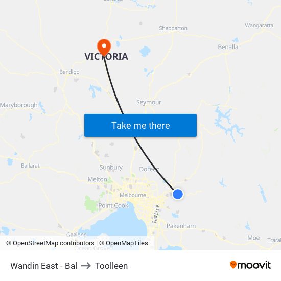 Wandin East - Bal to Toolleen map