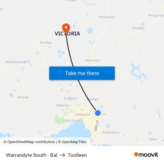 Warrandyte South - Bal to Toolleen map