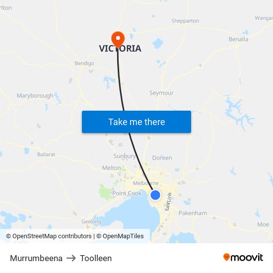 Murrumbeena to Toolleen map