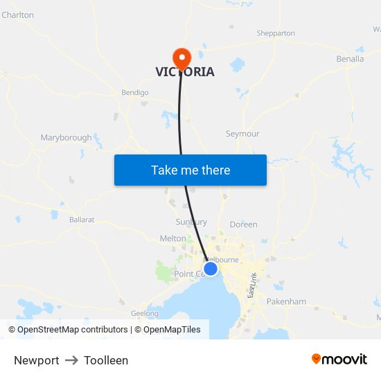 Newport to Toolleen map