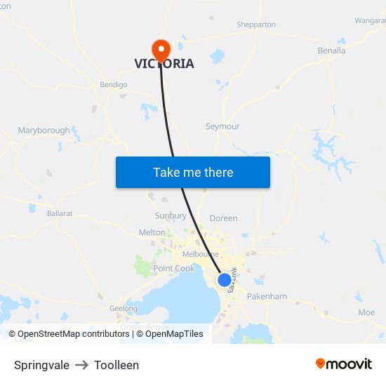 Springvale to Toolleen map
