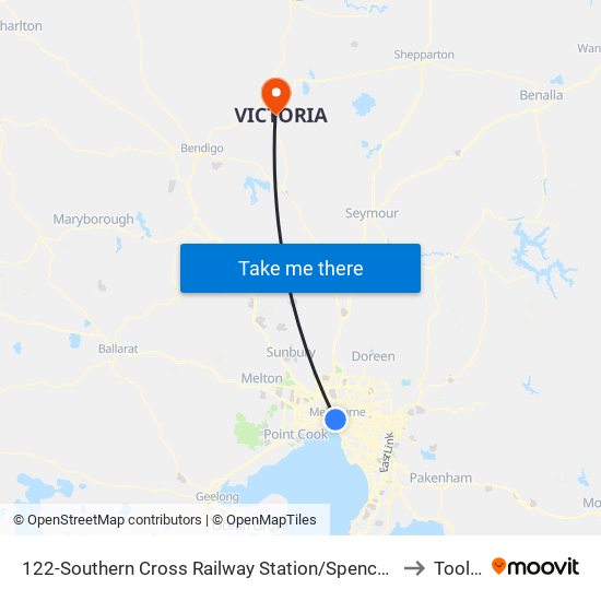 122-Southern Cross Railway Station/Spencer St (Melbourne City) to Toolleen map