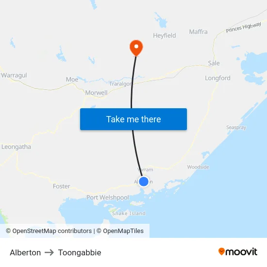 Alberton to Toongabbie map