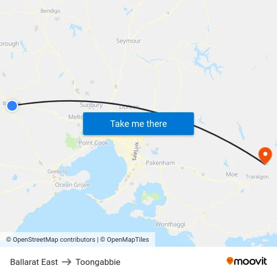 Ballarat East to Toongabbie map