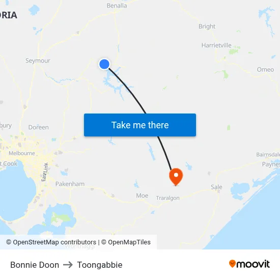 Bonnie Doon to Toongabbie map