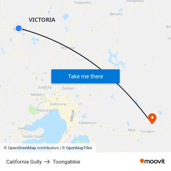 California Gully to Toongabbie map