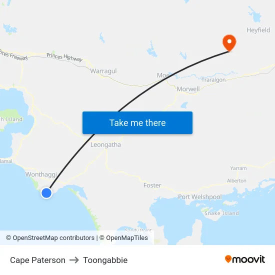 Cape Paterson to Toongabbie map