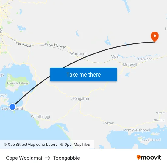 Cape Woolamai to Toongabbie map