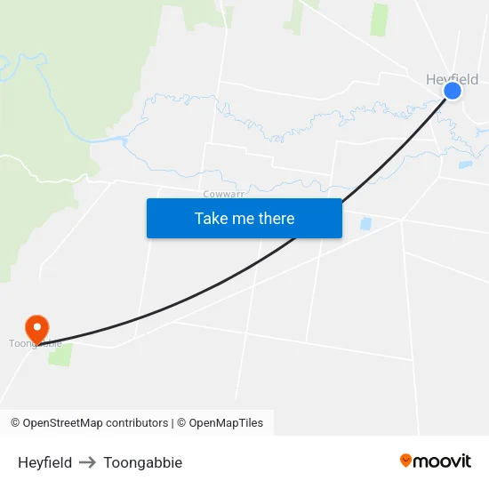 Heyfield to Toongabbie map
