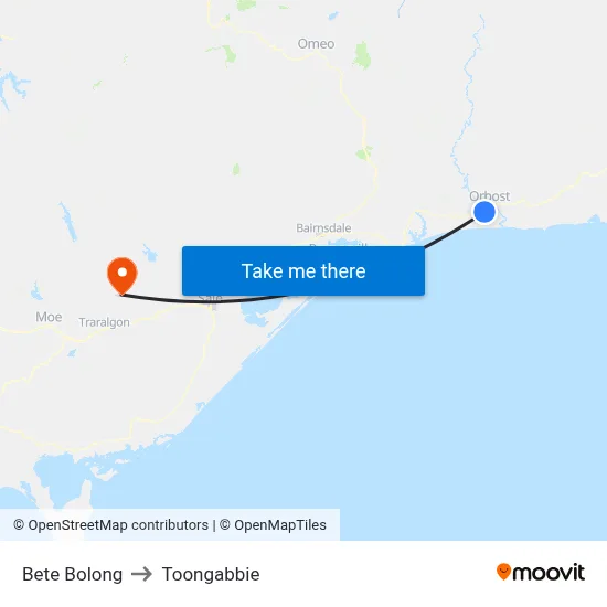 Bete Bolong to Toongabbie map