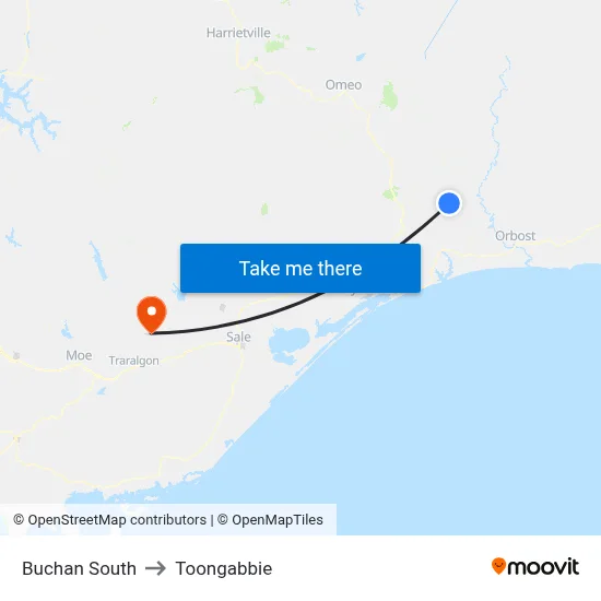 Buchan South to Toongabbie map