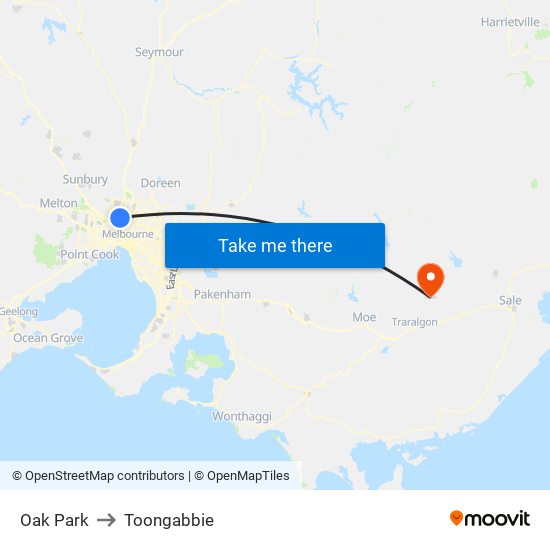 Oak Park to Toongabbie map
