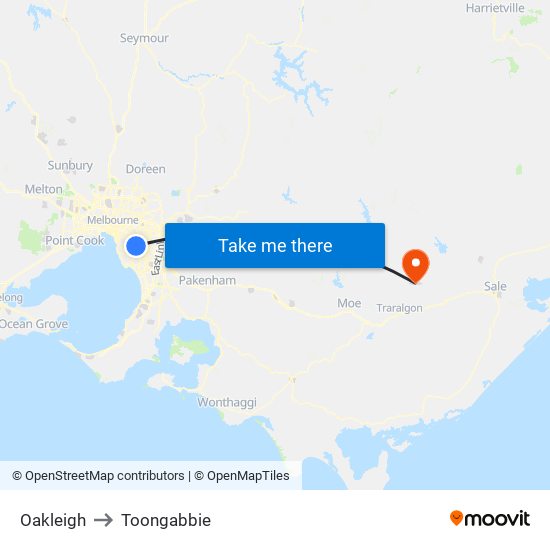 Oakleigh to Toongabbie map