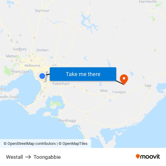 Westall to Toongabbie map